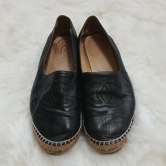 CHANEL Shoes - Chanel Lamb Leather Espadrilles Flats